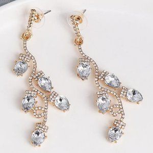 Vintage Style Teardrop Long Earrings For Pageant Homecoming Prom Wedding